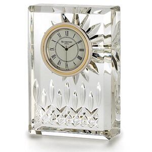 Rare Waterford Crystal Lismore 4.5″ Clock / Gold Accent